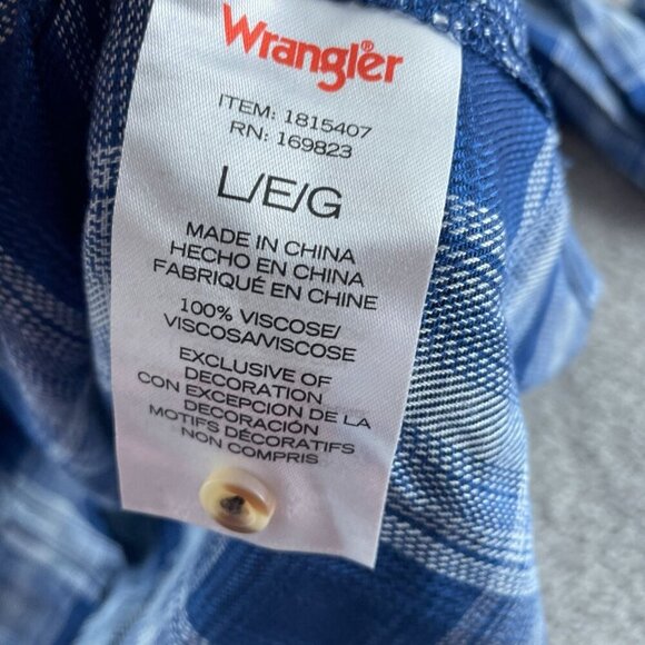 Wrangler Womens Blue Plaid Tunic Top L/EG  3/4 Sleeve Casual Style NWT 4496 - Picture 3 of 9